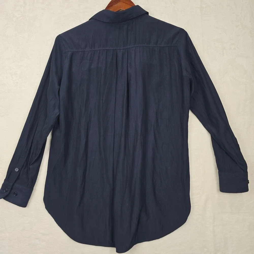 Mela Purdie Navy Blue Technical Polyester Utility Button Down Shirt Blouse XS - Picture 6 of 8
